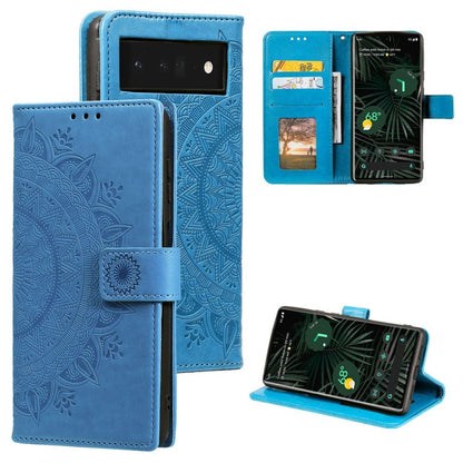 Hülle für Google Pixel 7 Handyhülle Flip Case Cover Schutzhülle Mandala Blau