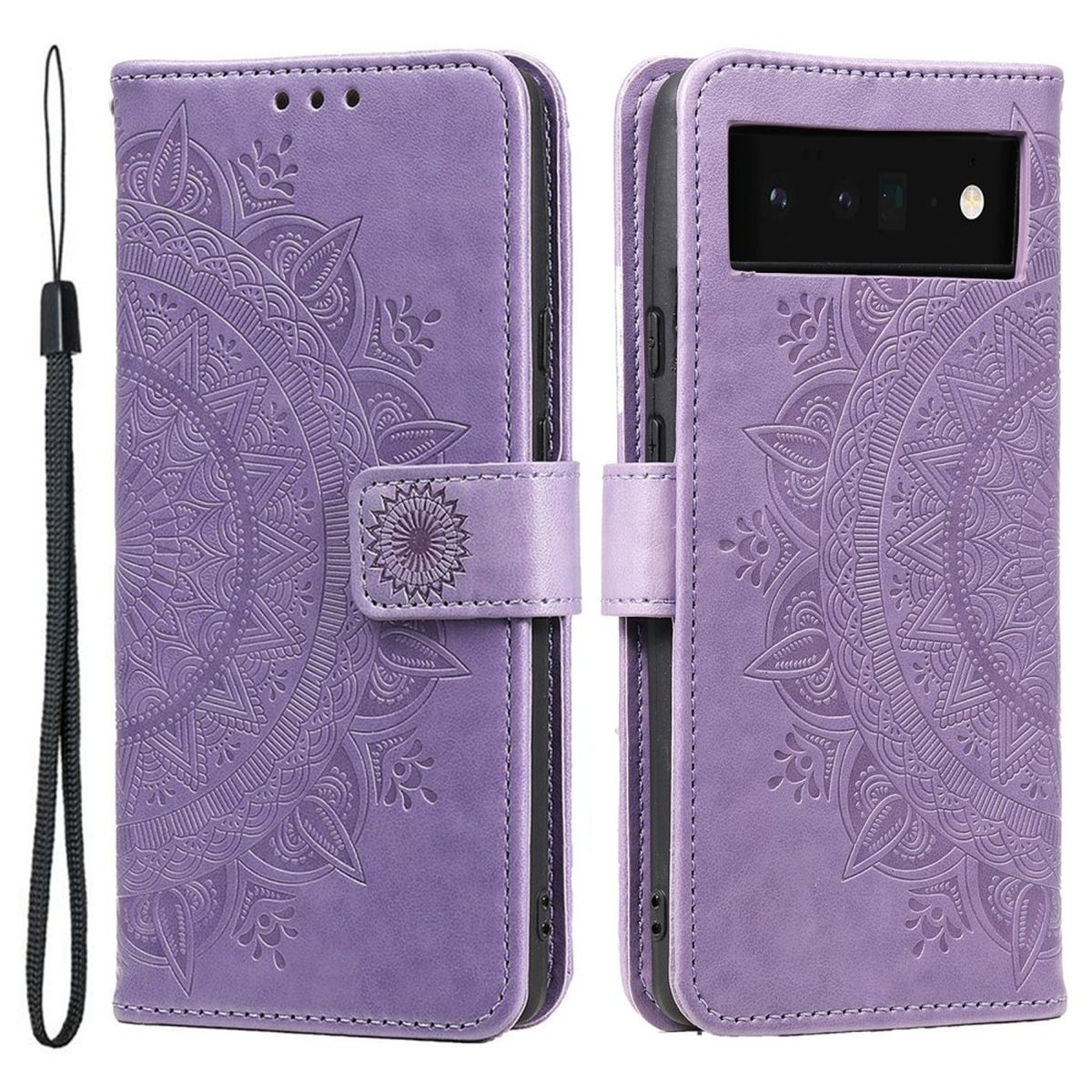 Hülle für Google Pixel 7 Handyhülle Flip Case Cover Schutzhülle Mandala Lila