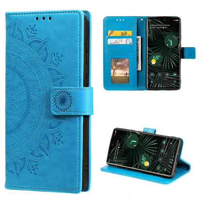 Hülle für Google Pixel 6 Pro Handyhülle Tasche Flip Case Cover Etui Mandala Blau