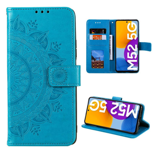 Hülle für Samsung Galaxy M52 5G Handyhülle Flip Case Cover Etui Mandala Blau