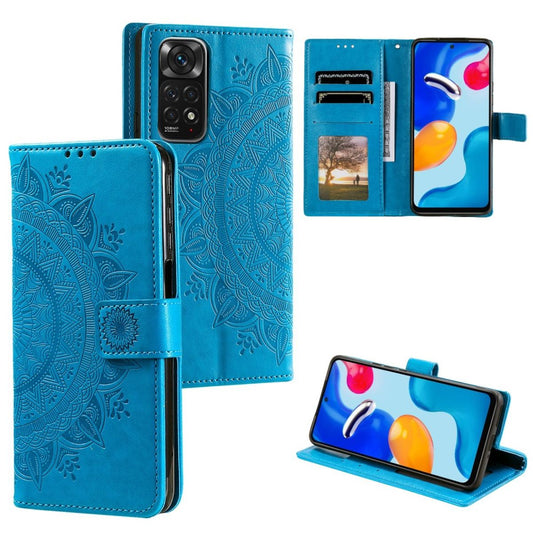 Hülle für Xiaomi Redmi Note 11/11S 4G/Poco M4 Pro Handy Flip Case Mandala Blau