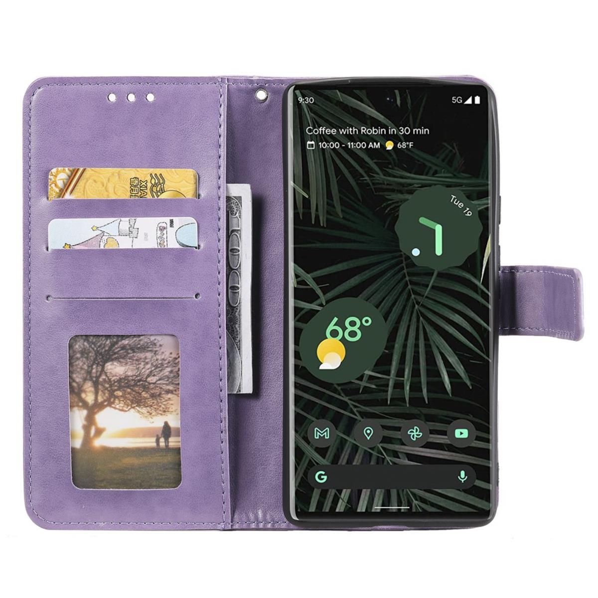 Hülle für Google Pixel 6 Pro Handyhülle Tasche Flip Case Cover Etui Mandala Lila