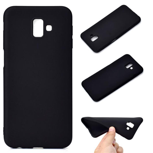 Hülle für Samsung Galaxy J6+ Handy Cover Silikon Case Bumper Tasche Matt Schwarz