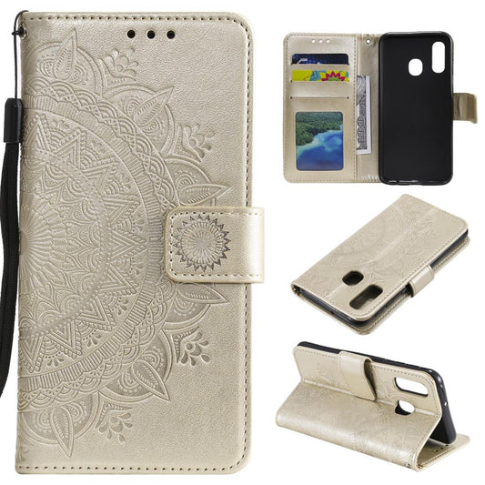 Hülle für Samsung Galaxy A40 Handyhülle Schutz Tasche Flip Case Etui Cover Mandala Gold