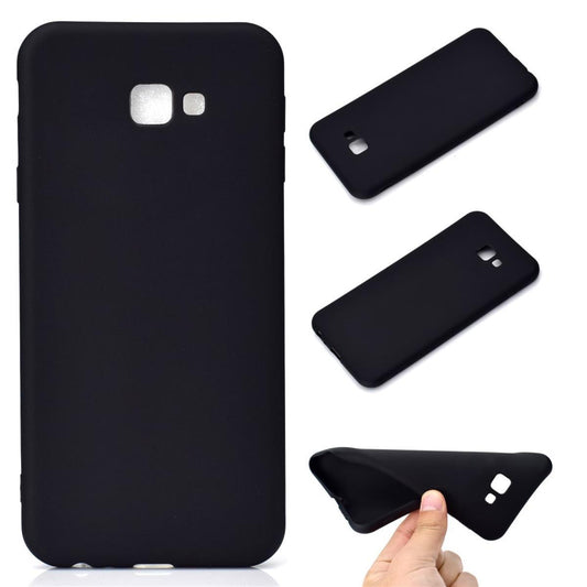 Hülle für Samsung Galaxy J4+ Handy Cover Silikon Case Tasche Bumper Matt Schwarz