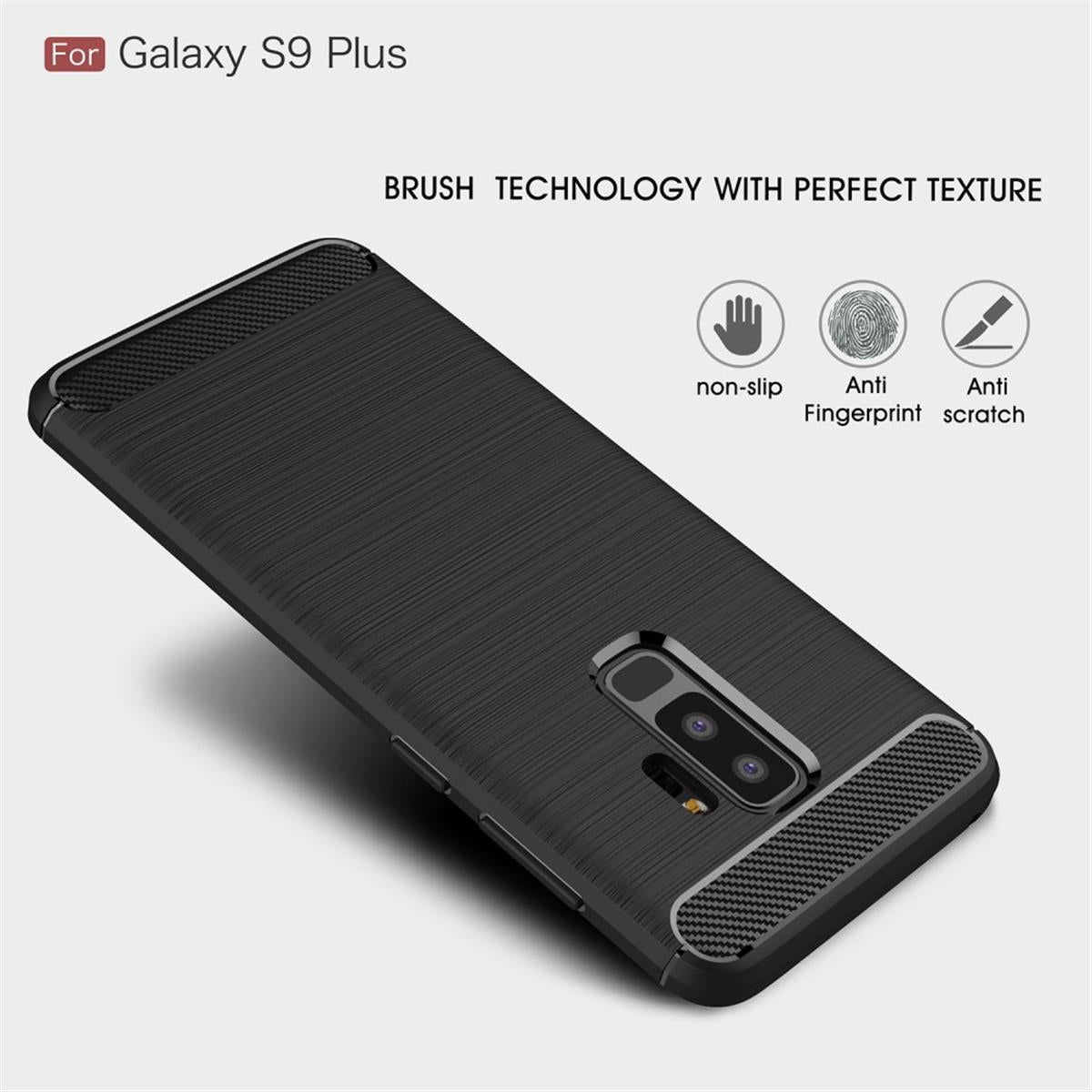 Hülle für Samsung Galaxy S9 Plus Handyhülle Cover Bumper Soft Case Carbonfarben