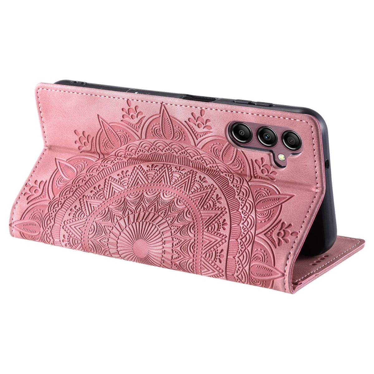 Hülle für Samsung Galaxy A15 Handyhülle Flip Case Cover Etui Mandala Rose