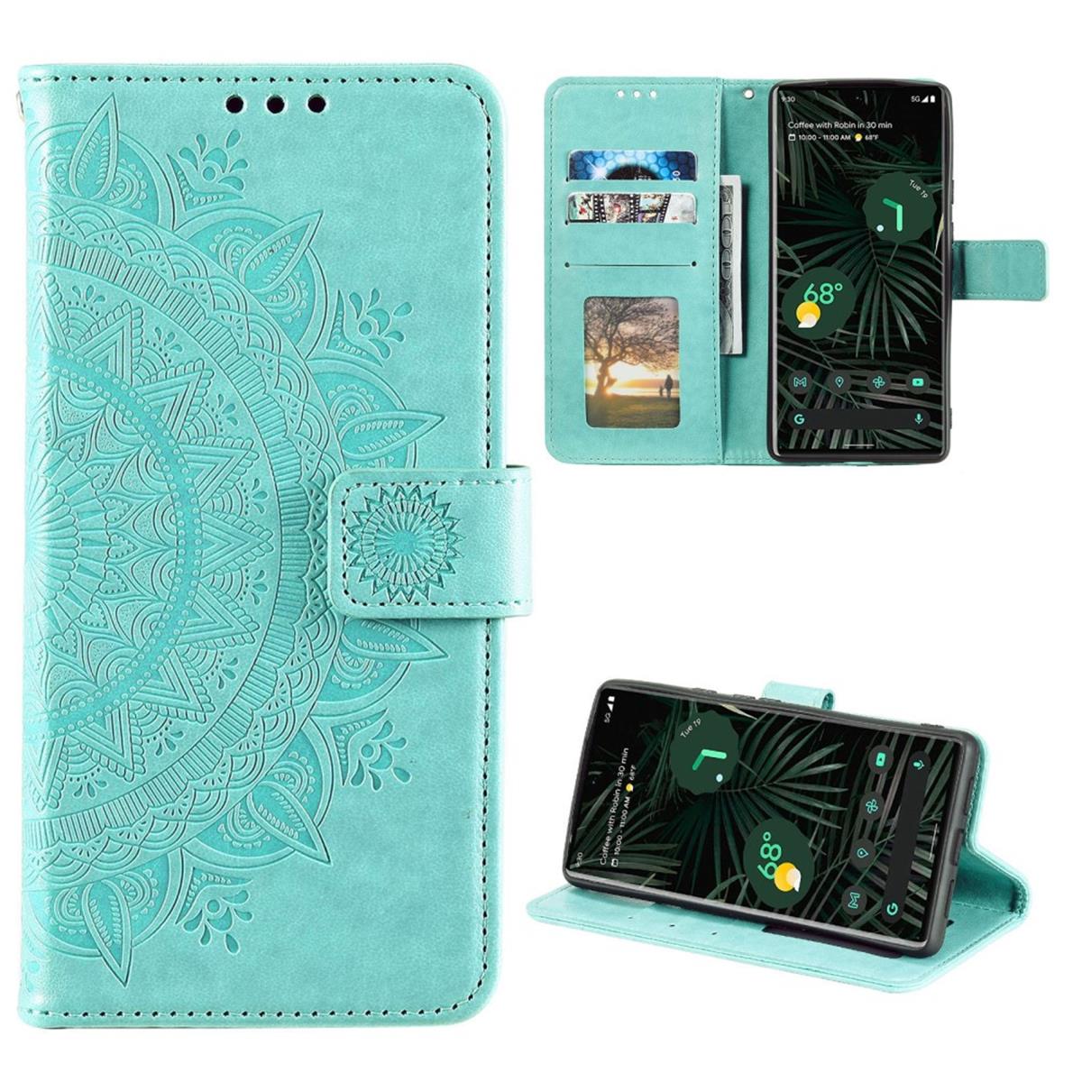 Hülle für Google Pixel 6 Pro Handyhülle Tasche Flip Case Cover Etui Mandala Grün