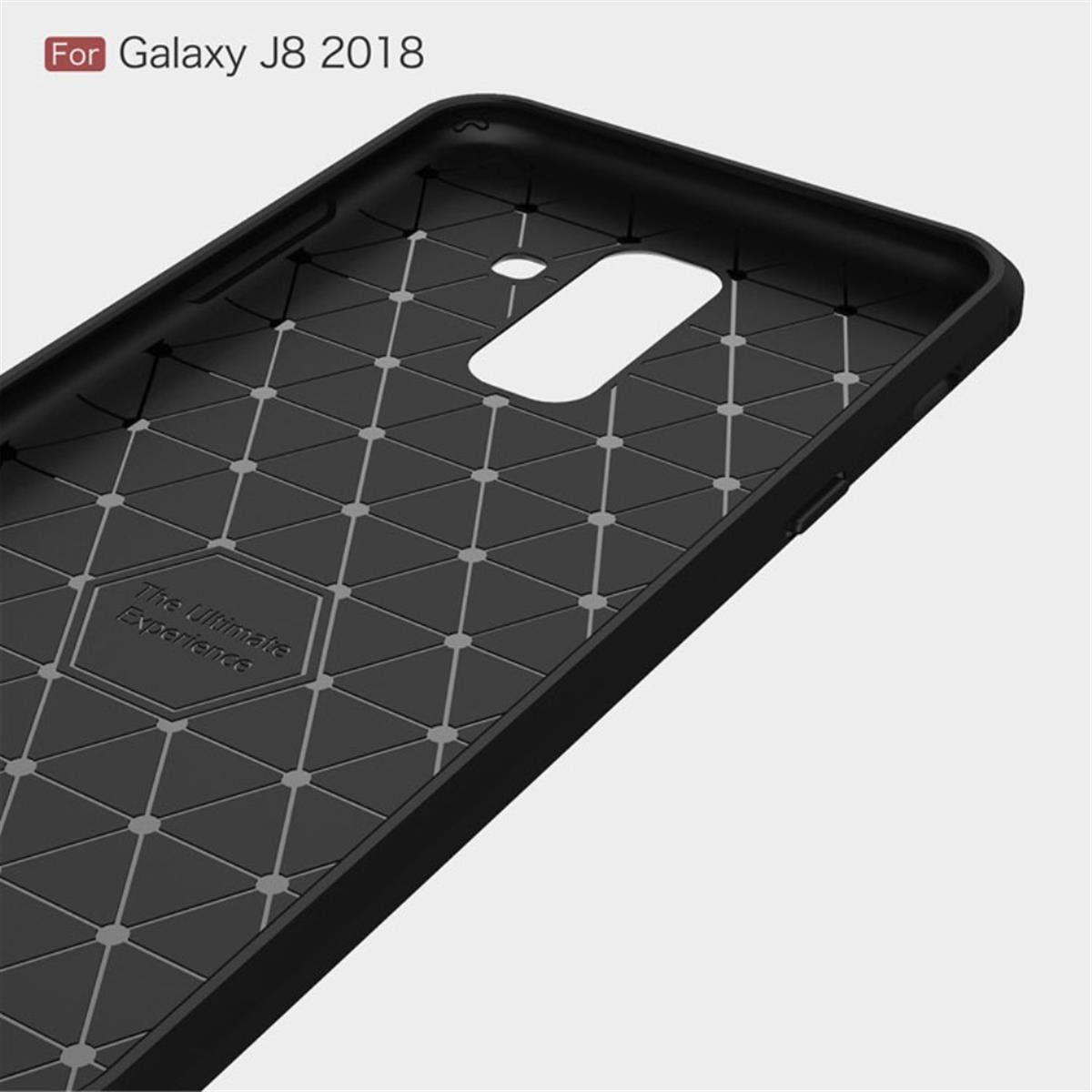 Hülle für Samsung Galaxy J8 2018 Handyhülle Silikon Case Cover Carbonfarben