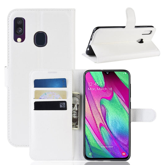 Hülle für Samsung Galaxy A40 Handyhülle Flip Cover Case Bumper Handytasche Weiß