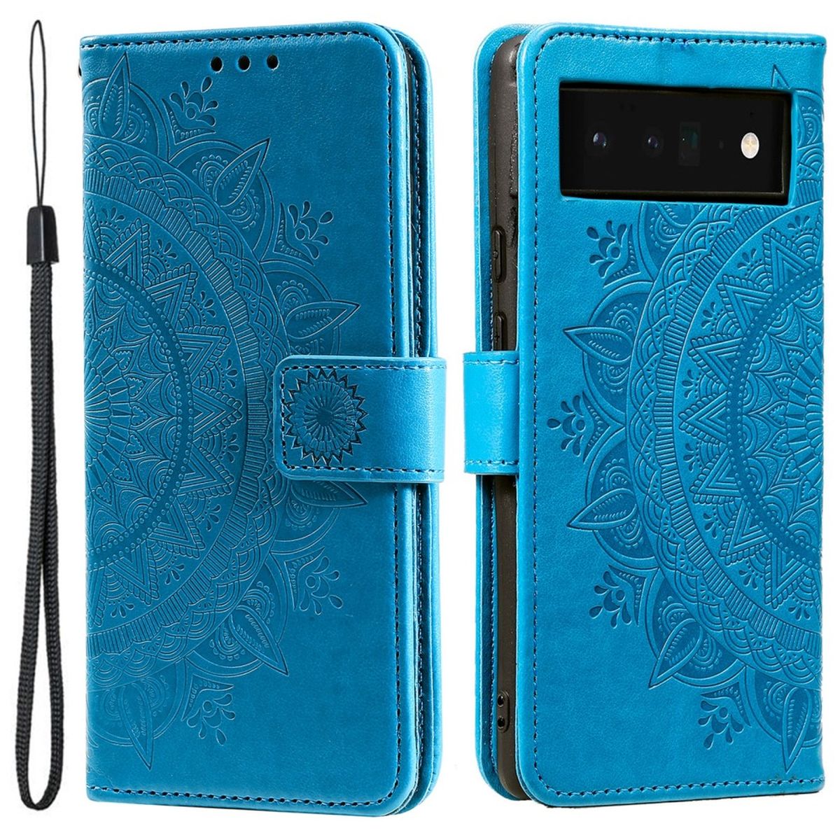 Hülle für Google Pixel 7 Handyhülle Flip Case Cover Schutzhülle Mandala Blau