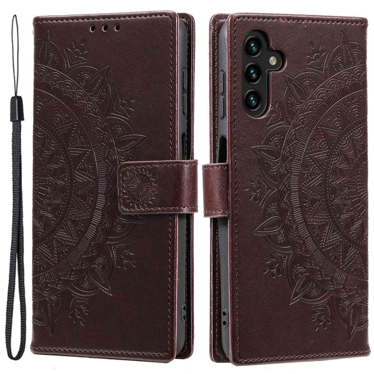 Hülle für Samsung Galaxy A54 5G Handyhülle Flip Case Cover Etui Mandala Braun