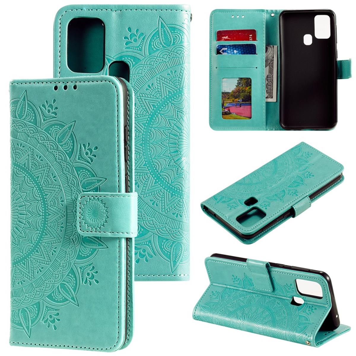 Hülle für Samsung Galaxy M21/M30s Handyhülle Flip Case Cover Mandala Grün