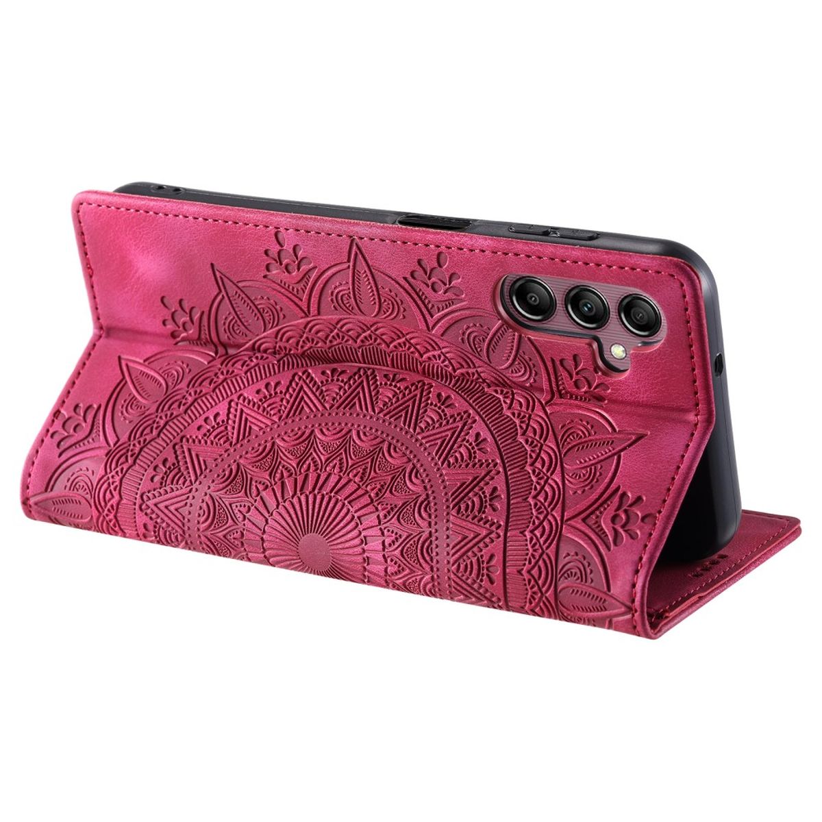 Hülle für Samsung Galaxy A15 Handyhülle Flip Case Cover Tasche Mandala Rot