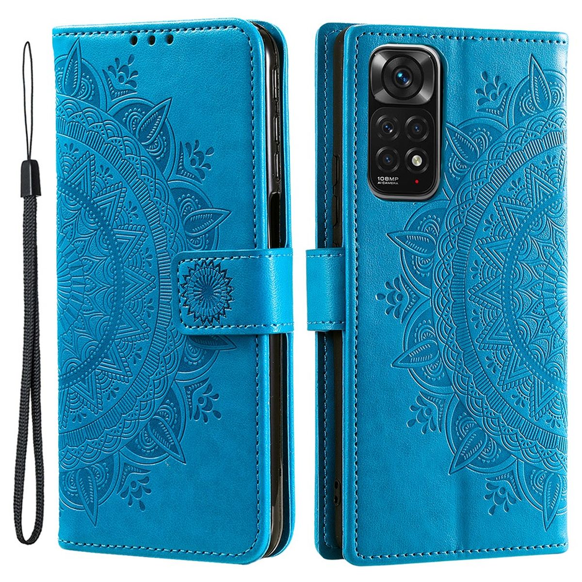 Hülle für Xiaomi Redmi Note 11/11S 4G/Poco M4 Pro Handy Flip Case Mandala Blau