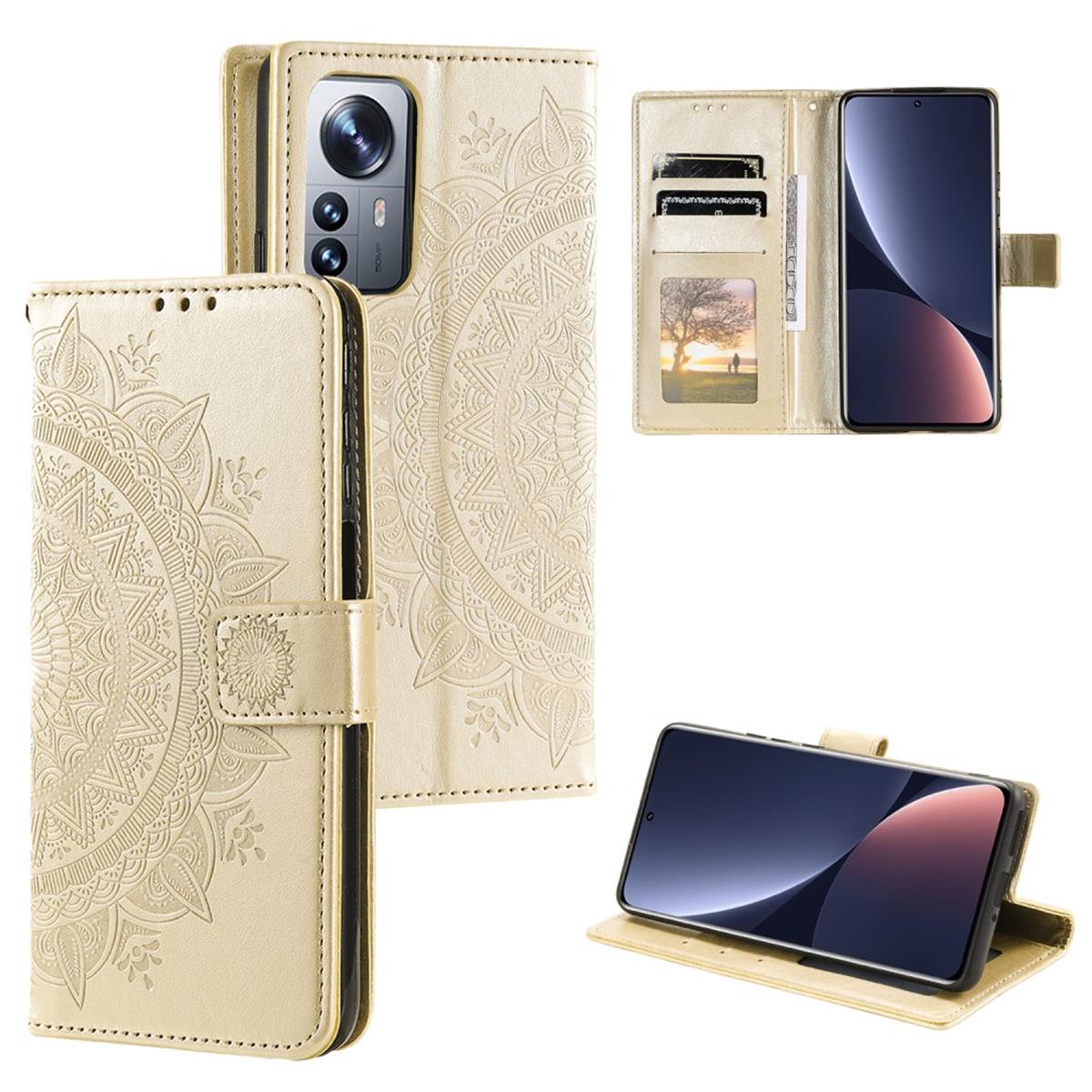 Hülle für Xiaomi 12 Pro Handyhülle Flip Case Cover Tasche Etui Mandala Gold