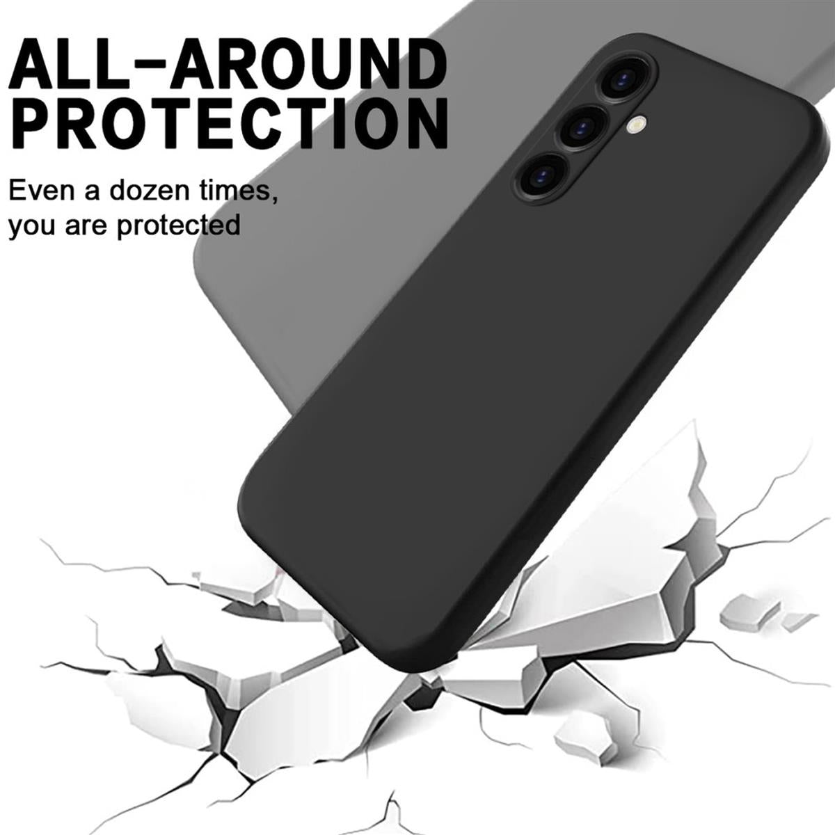 Hülle für Samsung Galaxy A25 5G Handyhülle Silikon Case Cover Matt Schwarz